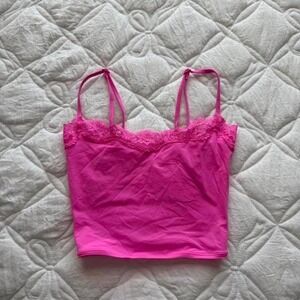 hot pink skims cropped cami lace tank